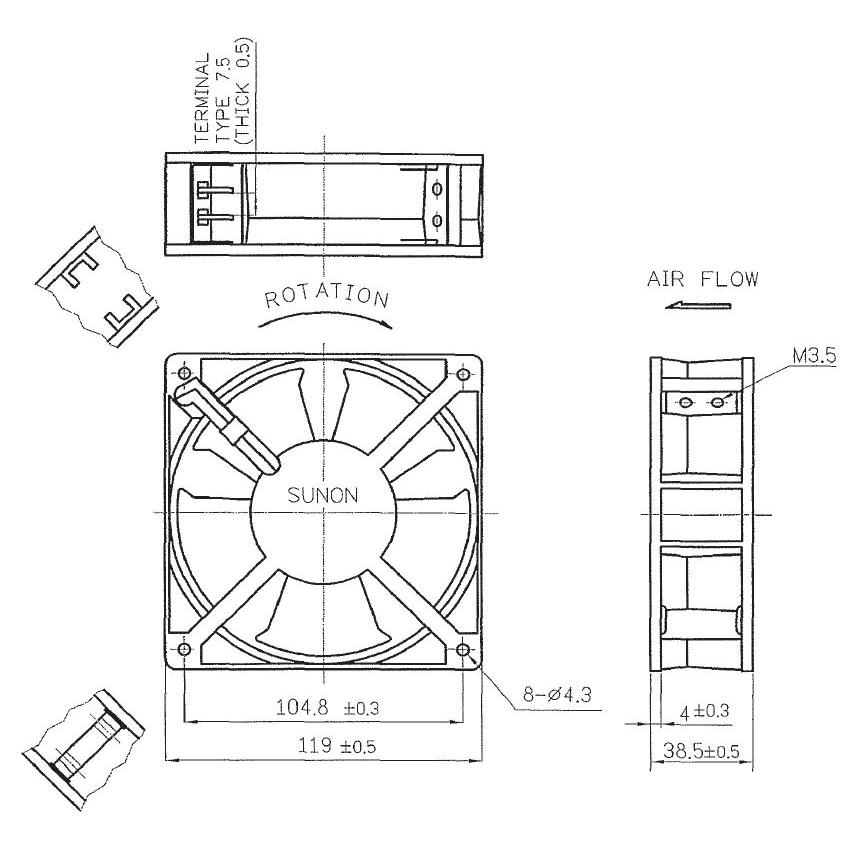 Ventilateur, 120x38mm - DP201A-2123HBT
