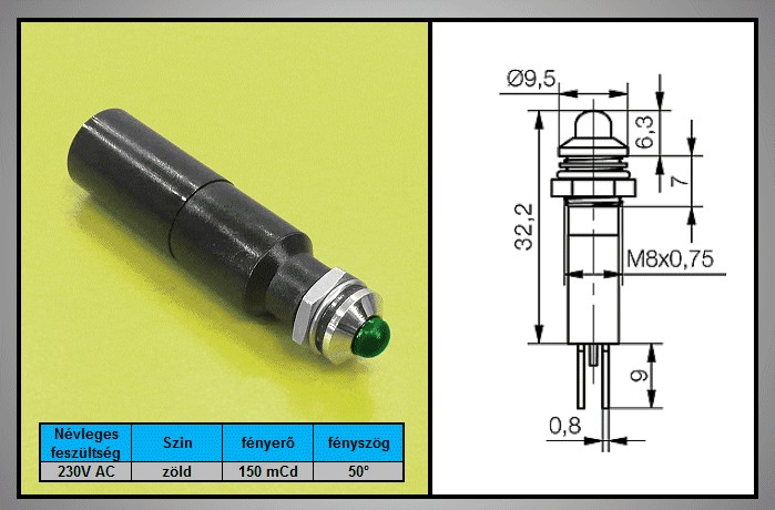 LAMP-LED-IND8-230-G