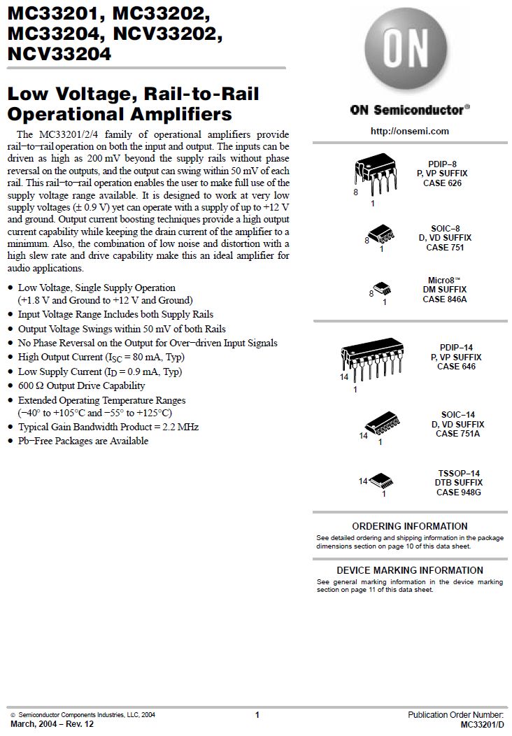 Amplificateur opérationnel MC33202D