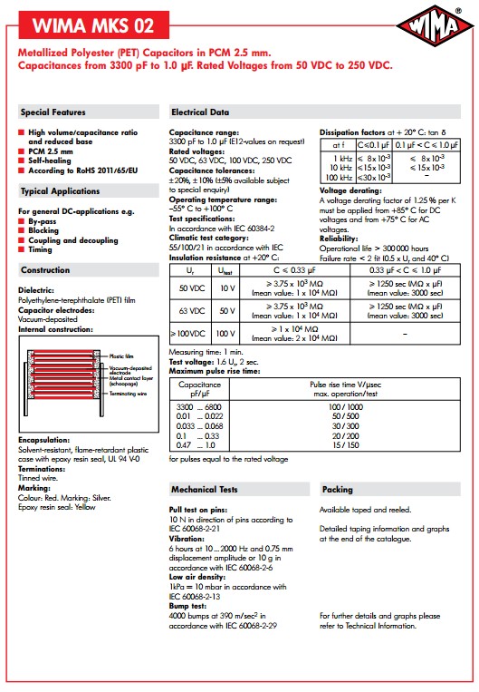 Condensateur plastique, 63V, 4.7uF, 40V - MKS2C044701M00KO00